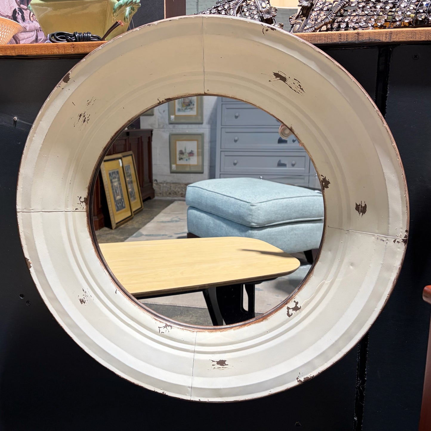 Coastal Farmhouse round mirror, 24"DIA