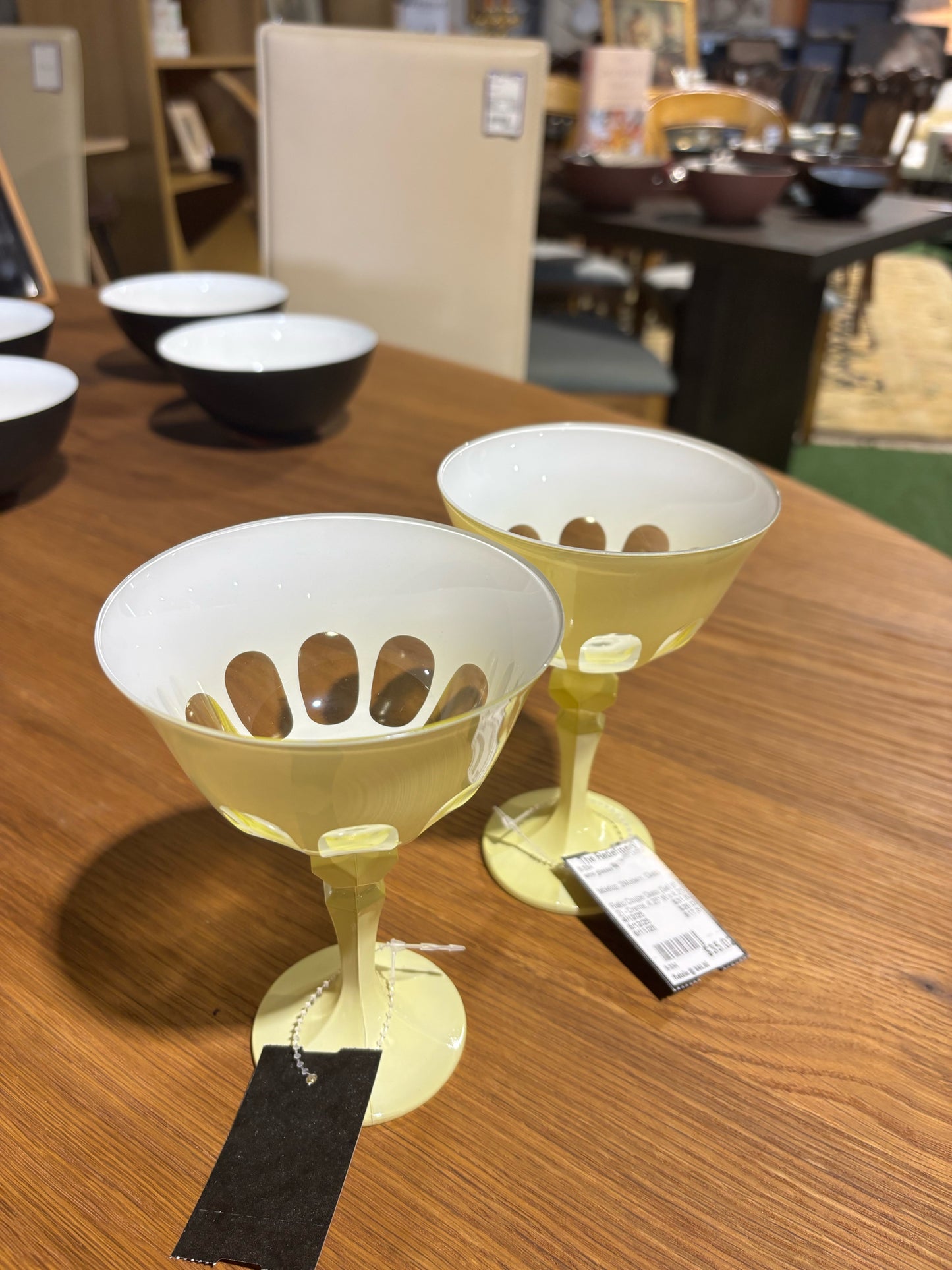 Rialto Coupe Glass (Set of 2) - Creme, 4.25" W x 4.25" D x 6" H