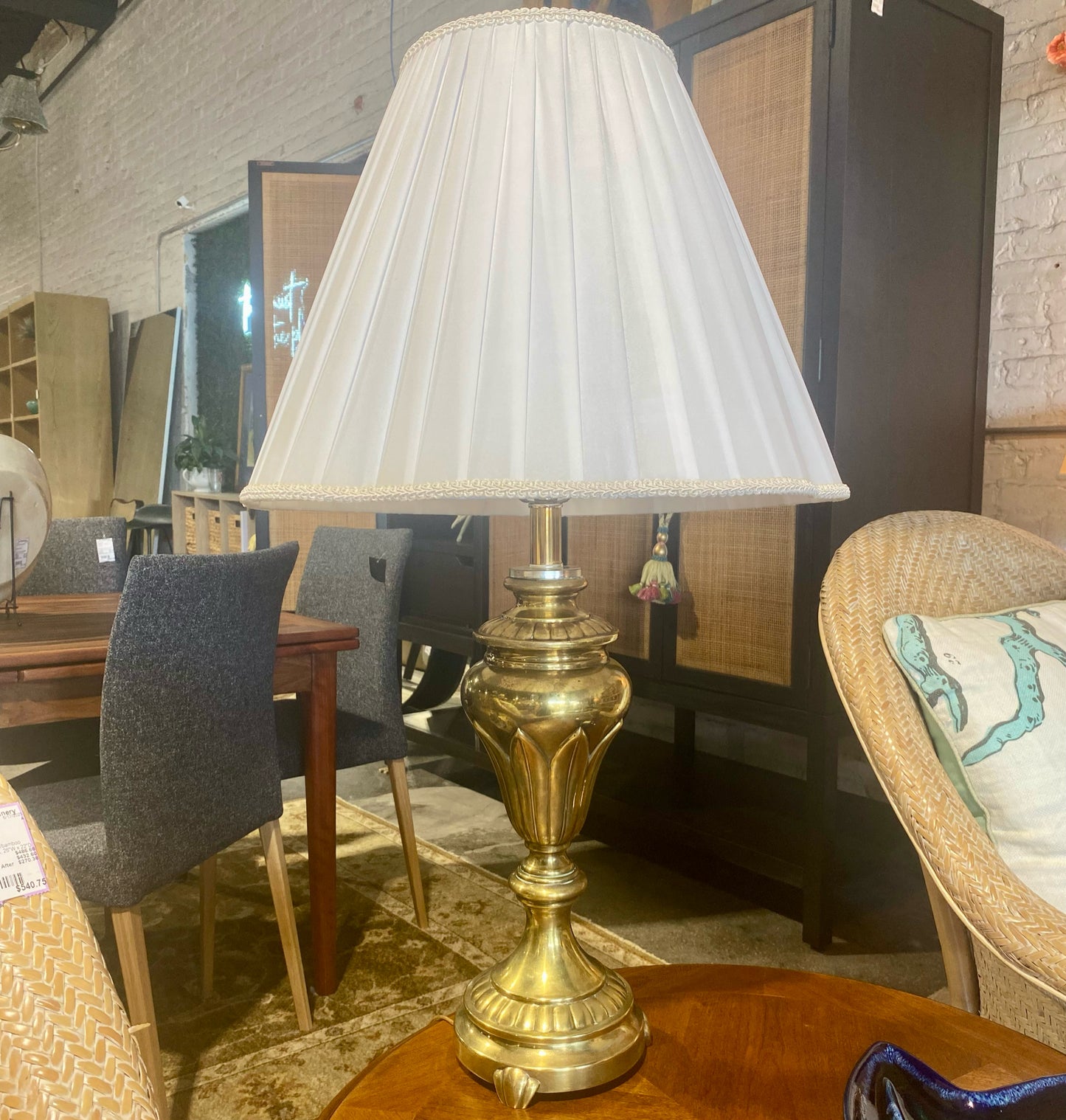 Vintage Brass Lamp, Deco, 32"H