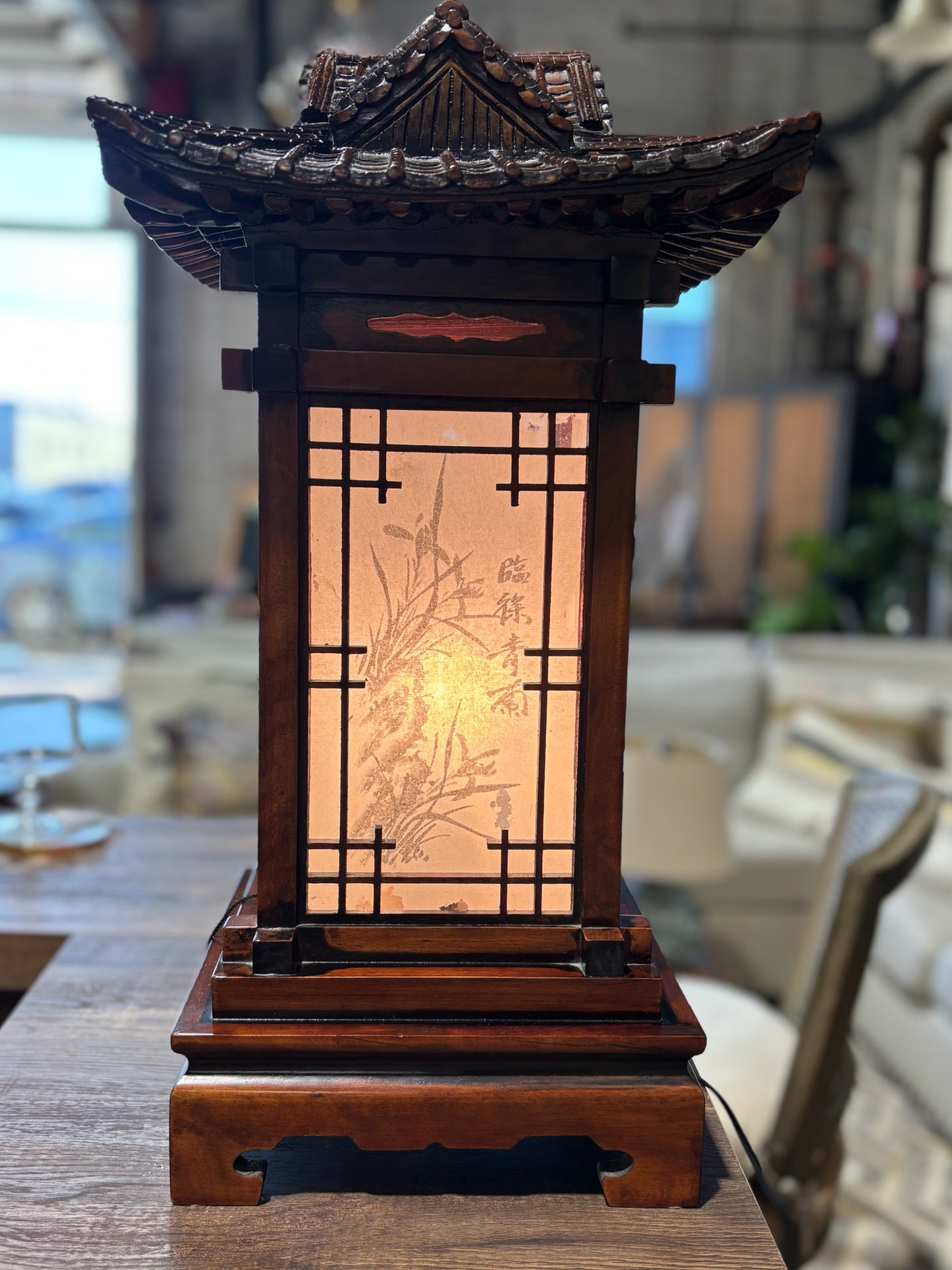 Korean Pagoda Lamp 9.5" W x 9.5" D x 21.5" H