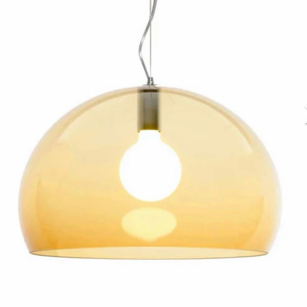 Kartell FL/Y Suspension Lamp, Amber, 20.5"Dia x 13"H