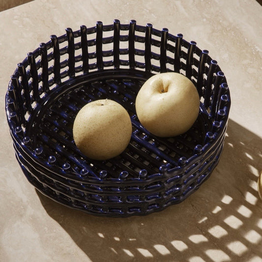 NEW Ceramic Centerpiece Bowl, Blue, 11."W x 11"D x 4"H