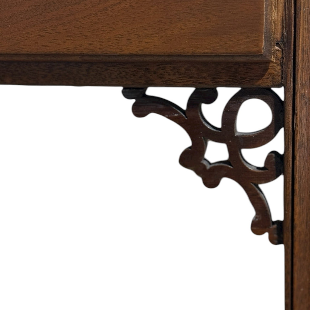 Vintage handmade washstand, fretwork, inlay, 30"W x 16"D x 39"H