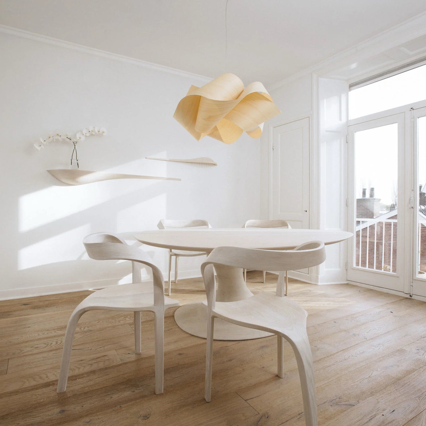 LZF Swirl Pendant Light, Ivory & Matte White, 29.5" Dia x 13.8" H