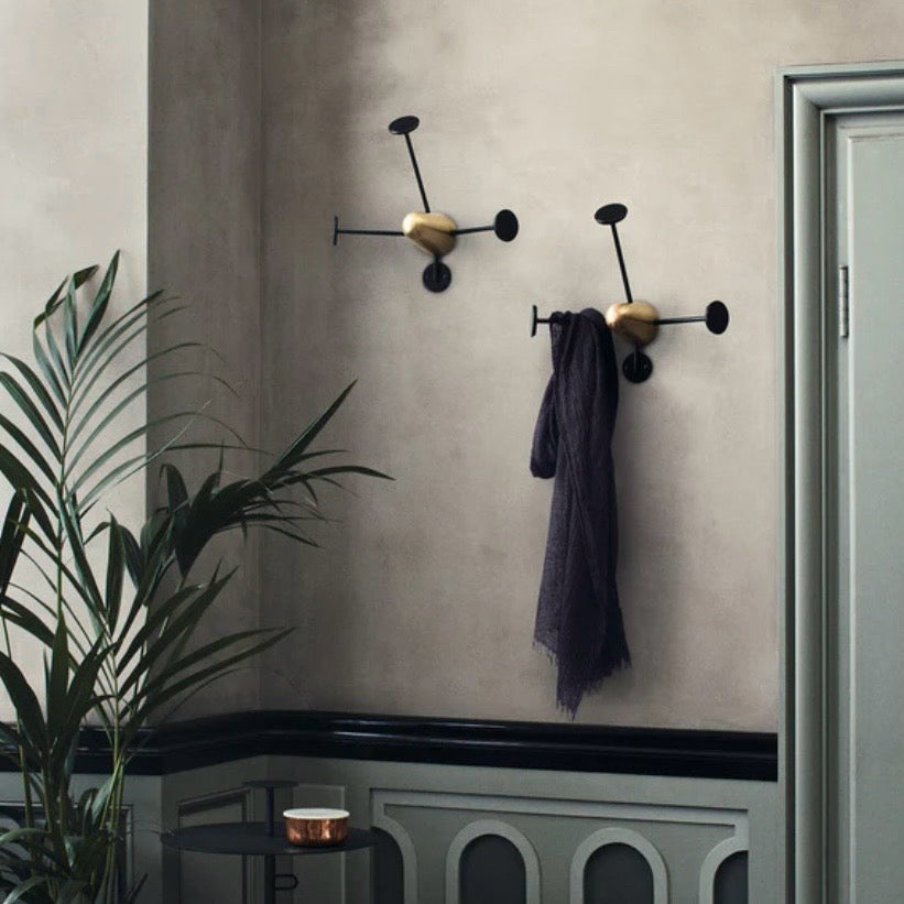 Matégot Coat Rack Brass Base, Ochre, 15.9"W x 9.05"D x 13"H