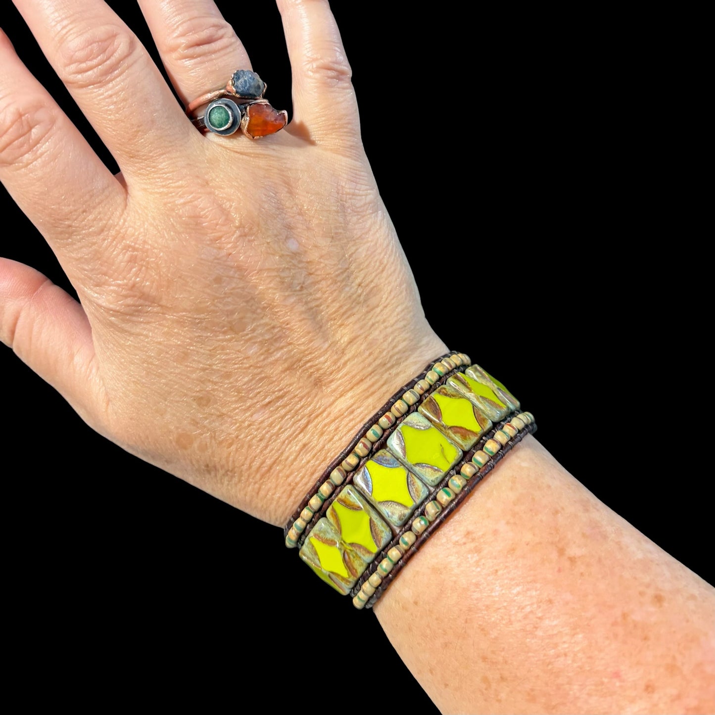 Bohemian Picasso Beaded Cuff by Carrie Prince