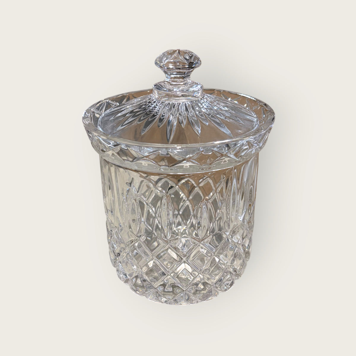 Cut Glass/Crystal Lidded Canister, 7.5"H x 5.5"Dia