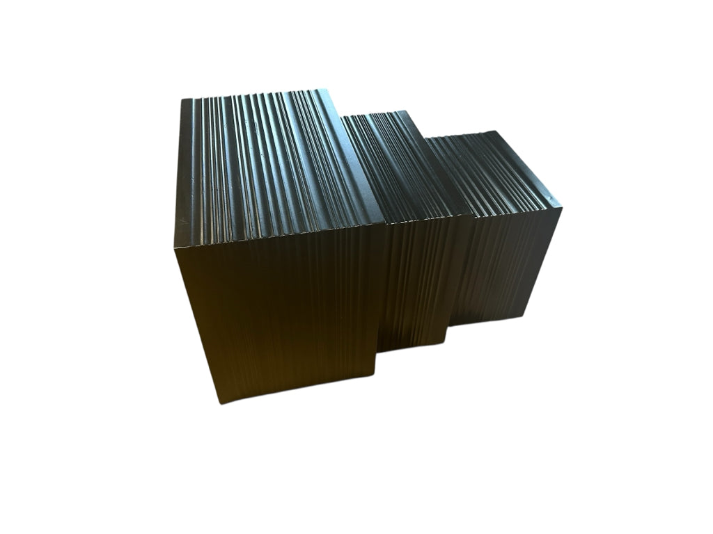 Black Ribbed nesting tables, 25.25"W x 16"D x21"H