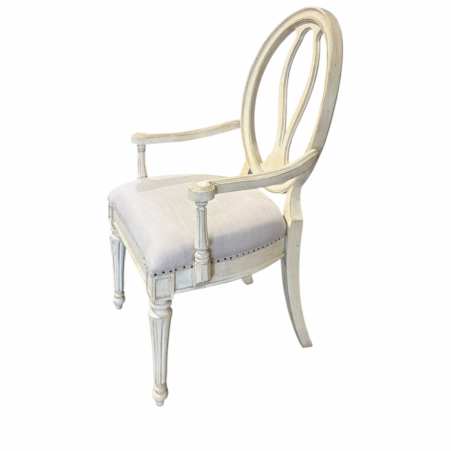 Pair Of European Farmhouse Oval Back Armchairs, 24.5"W x 23"D x 41"H