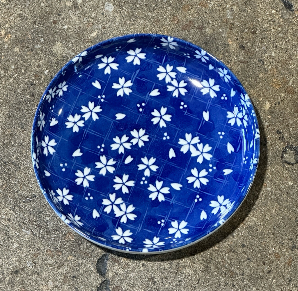 Japanese shallow bowl, cobalt/white, 8"D