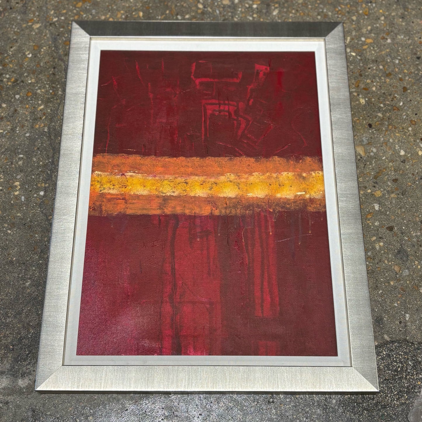 Abstract Painting, red & orange, 22.25" W x 29.25" H x 13.75" D