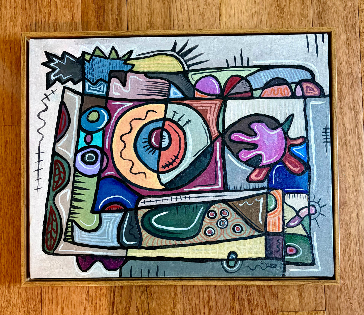 Original Abstract Painting "Rhythm" by Carrie Prince, 21"W x 17"H x 1.5"D