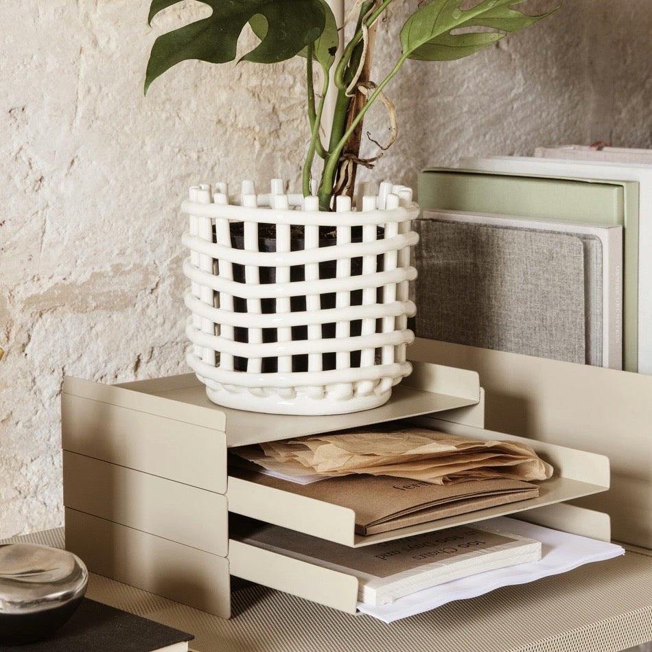 Ferm 2x2 Organizer, Stackable, Cashmere, 9"W x 11.1"D x 5 1"H