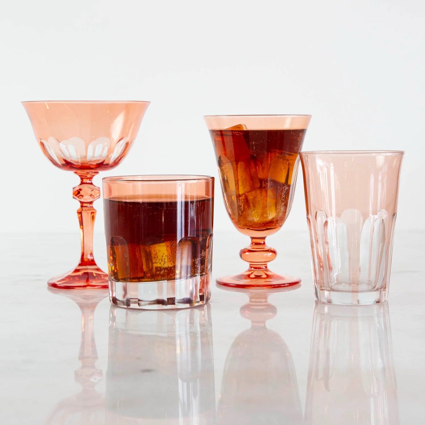Set of Two Rialto Old Fashion Glasses, Kitten Pink, 12 Oz