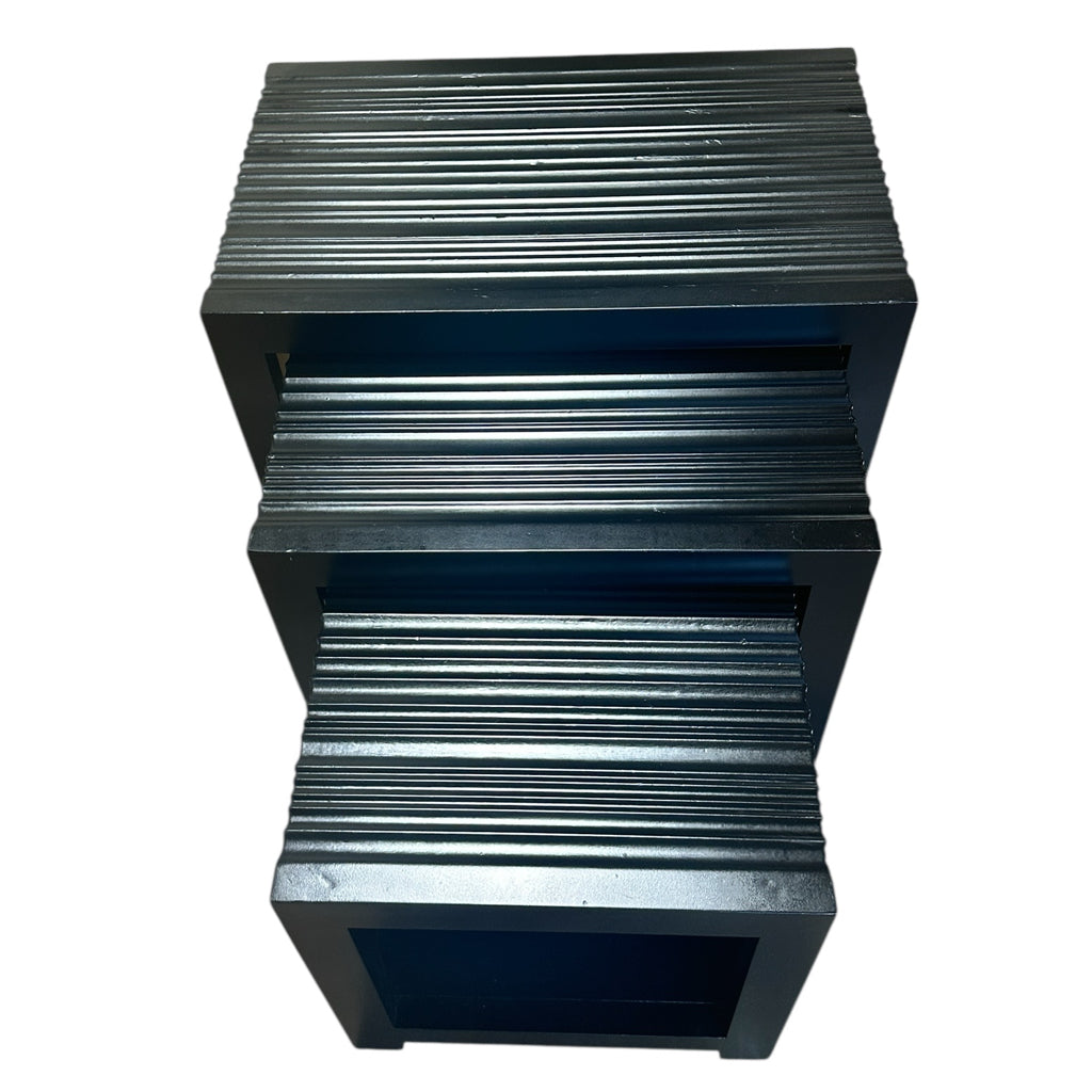Black Ribbed nesting tables, 25.25"W x 16"D x21"H