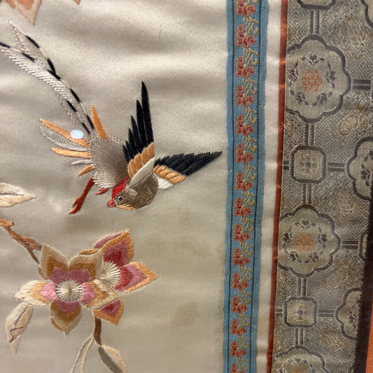 Chinese Silk Embroidered Panel, 16"W x 30"H x .75"D