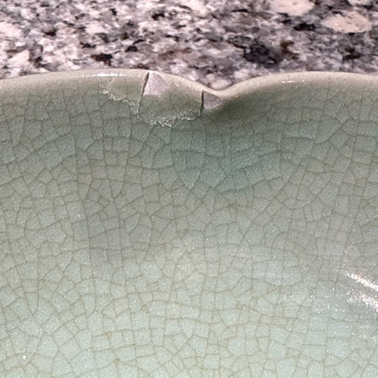 Korean celadon bowl, petal edge, (AS IS) 8"W x 8"D x 2"H