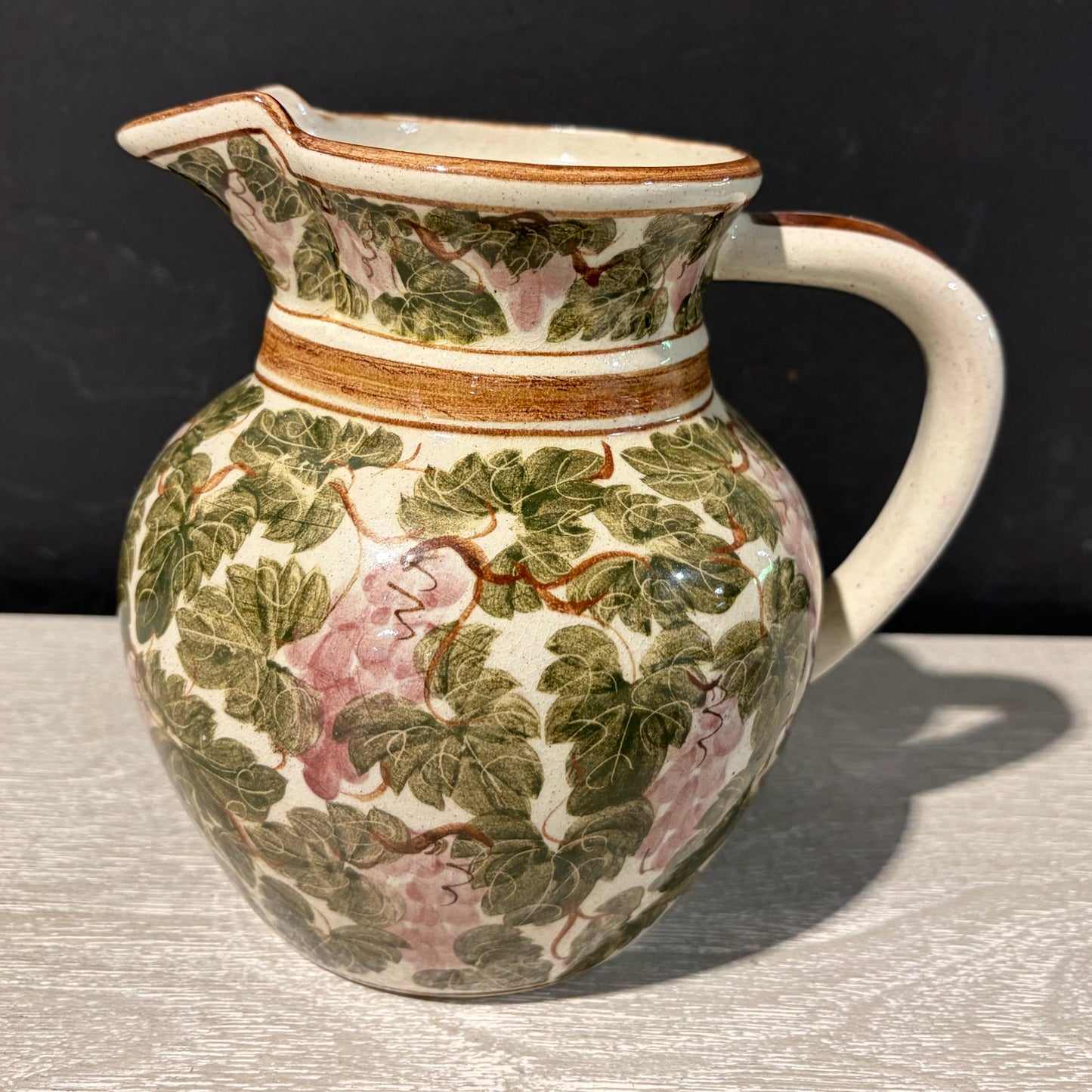 VTG Decorative Hand Painted Ceramic Pitcher,6.5"W x5"D x 6.25"H