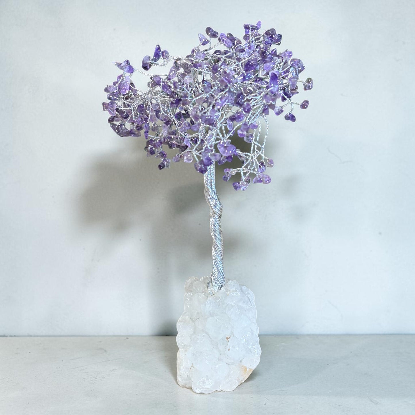 Amethyst Tree w/Quartz Base, 9"H x 5"Dia
