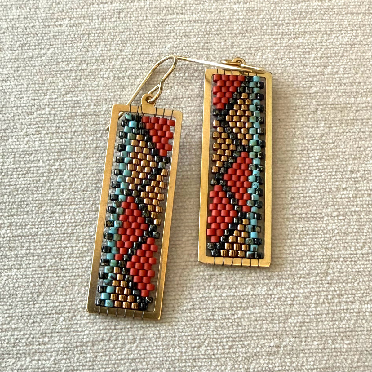 Sedona Peyote Stitch Earrings by Carrie Prince, 2"Drop