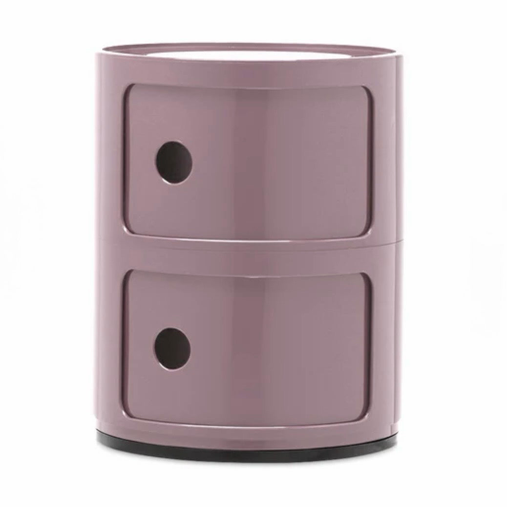 Kartell Componibili 2-Door Round Storage Unit, Mauve Glossy, 12.6 Dia x 15.75" H