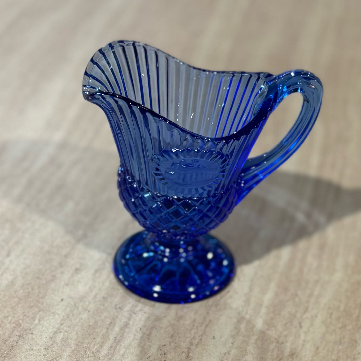 Mt Vernon Fostria Glass Pitcher Cobalt