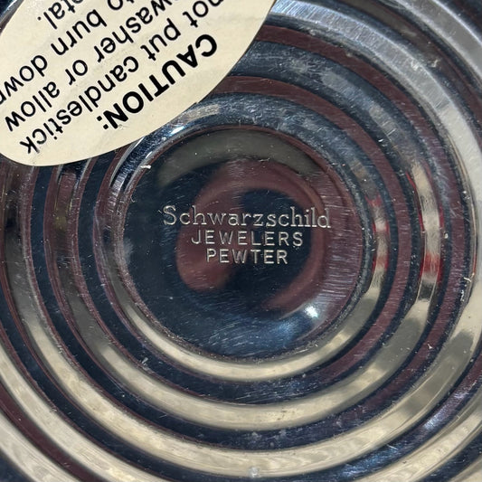 PAIR Pewter Candleholders, Schwartzschild Jewelers, 4.5" H x 3.5" D