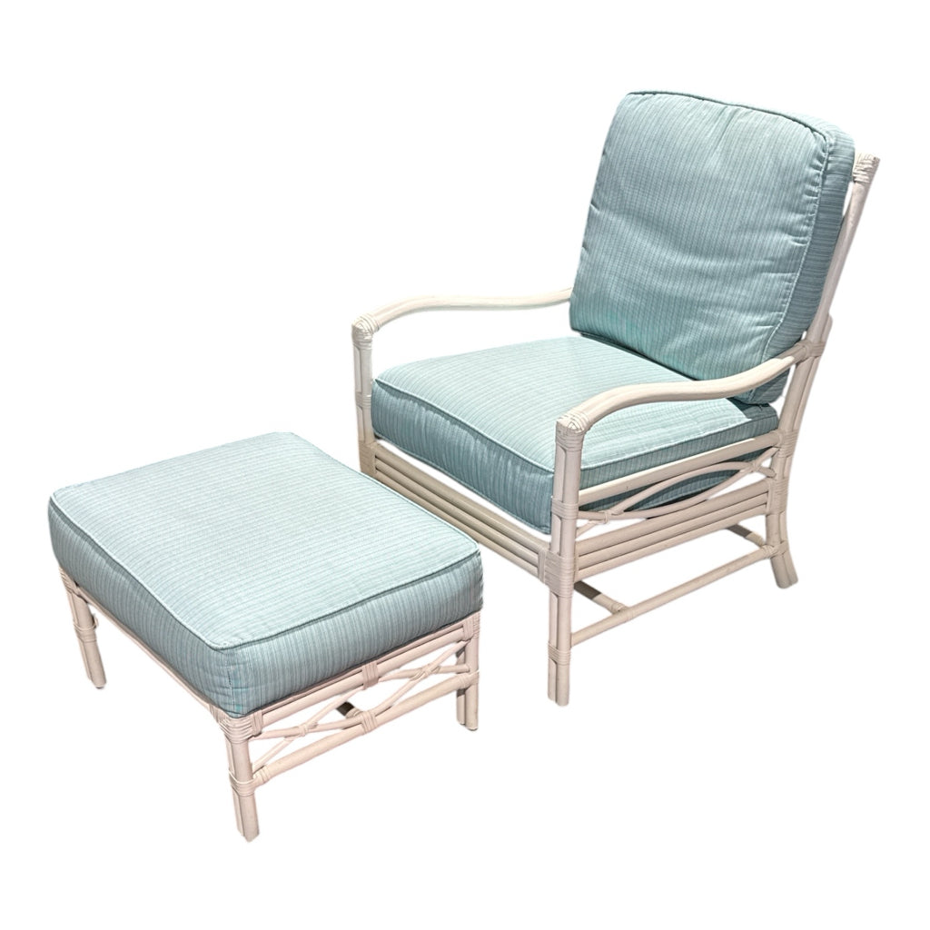 Braxton Culler 'Manchester' Rattan chair & ottoman, 29"W x 34"D x 39"H