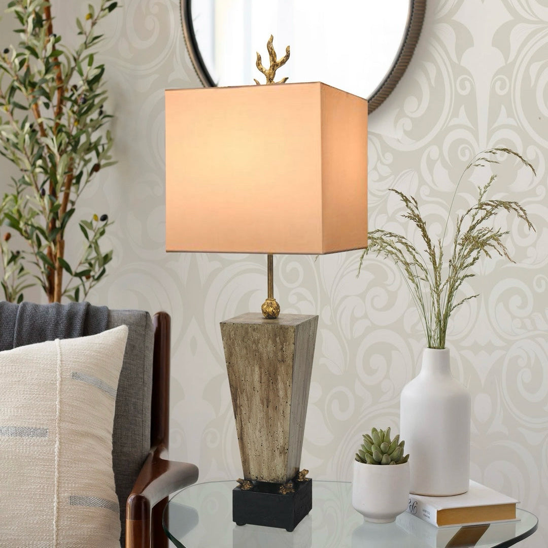 PAIR of Lucas + McKearn Grenoille Lamps, Gold & Black, 10" L x 10" W x 31" H
