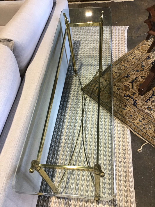 Glass Console Table with Brass Base 56L x 16W x 27"H