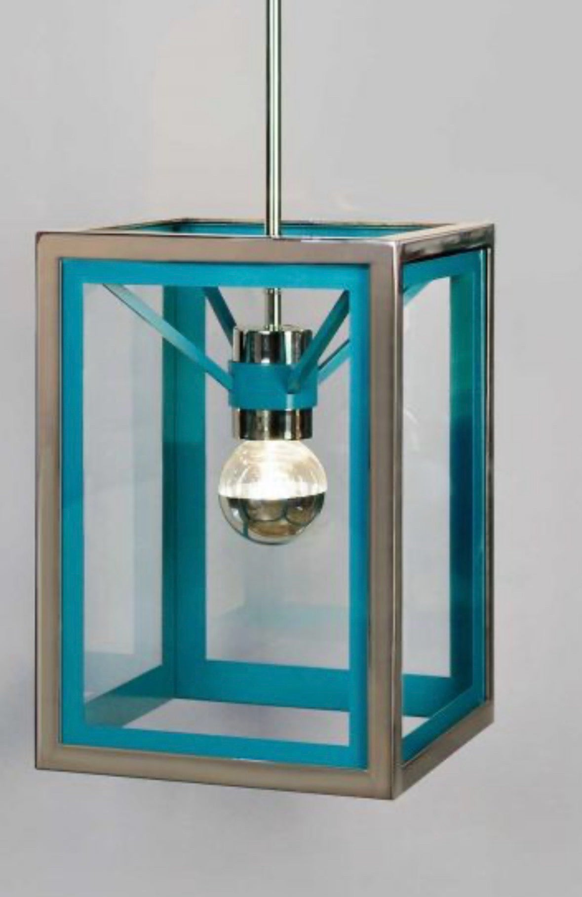 Teal COSY Urban Electric Company Hanging Light Fixture, 16" W x 16" D x 23" H