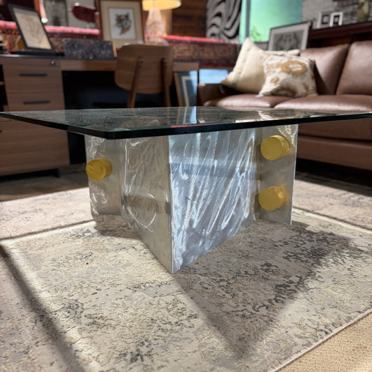 Custom Coffee Table w/Beveled Glass Top, 42"Sq x 18"H