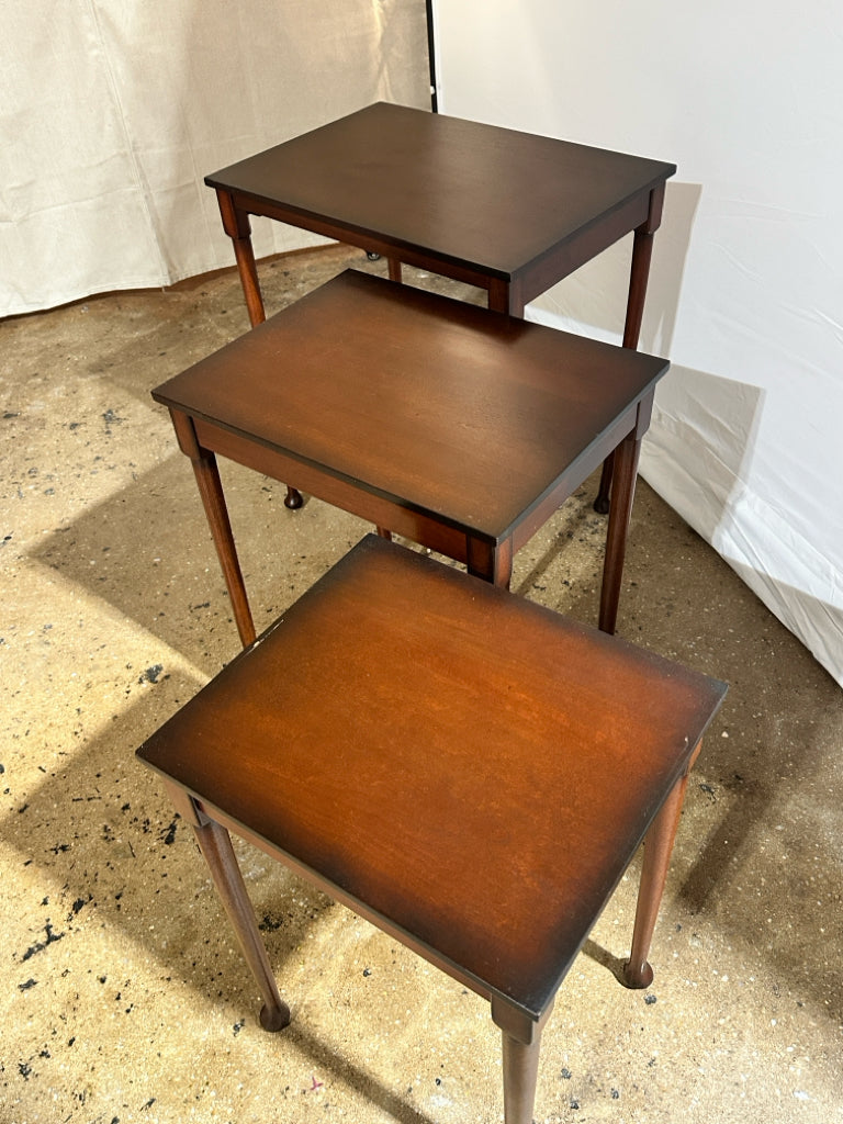 Bombay Co. nesting tables, 16"D x 23"W x 25.5"H