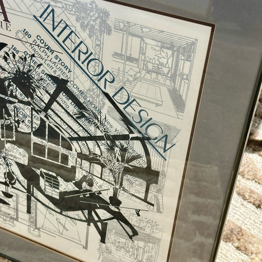 Vintage "Interior Design" Serigraph by Konopisos, Signed & Framed, 33" L x 25" W