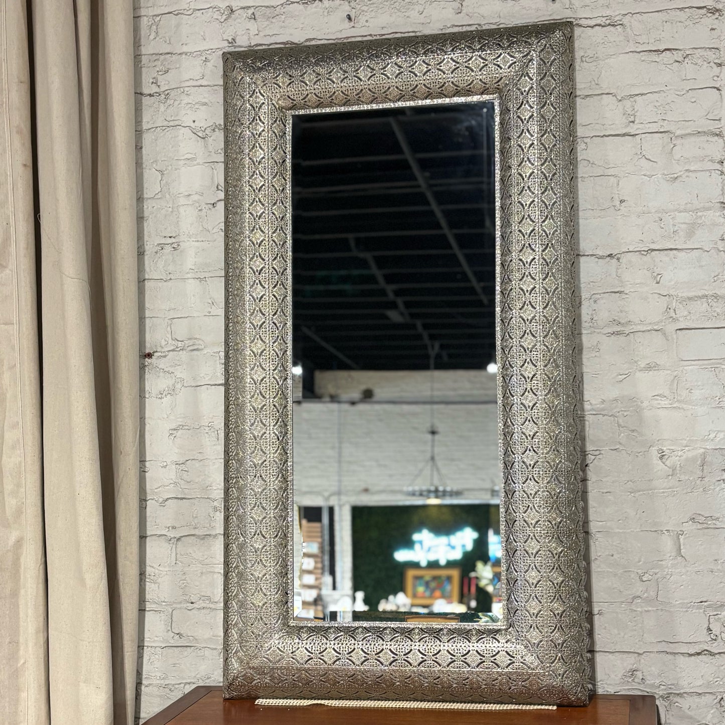 Metallic Silver Wall Mirror 28" W x 3" D x 52" H