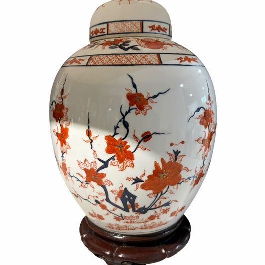 Cherry Blossom Porcelain Lamp, 25"H