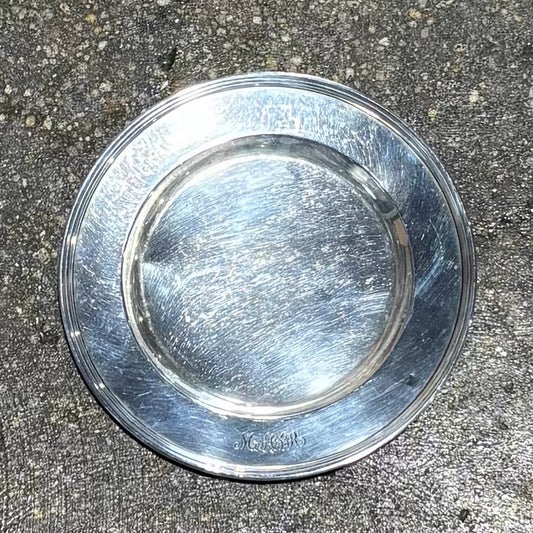 Sterling Silver Dish, monogram, 6" D x .5" H