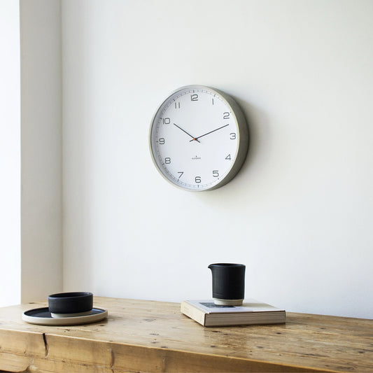 Huygens One Wall Clock, Brushed Stainless Steel, 13.8" W x 2.8" D x 13.8" H