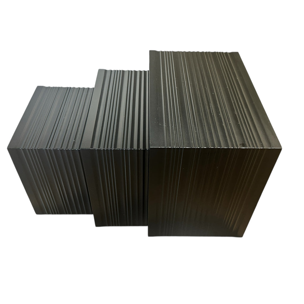 Black Ribbed nesting tables, 25.25"W x 16"D x21"H