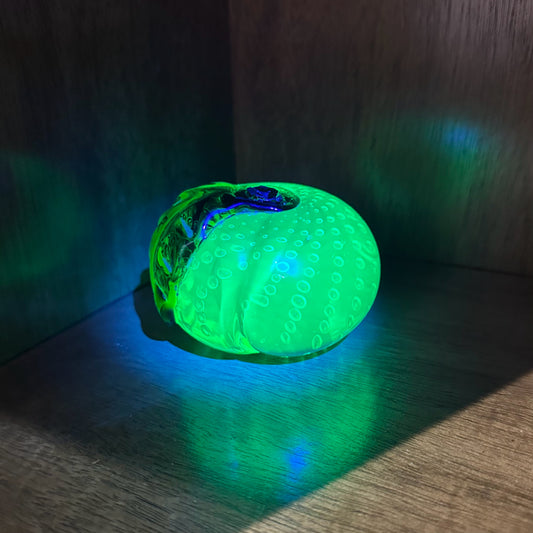Vintage Uranium Glass Murano Apple, (AS IS), 3"W x 3"D x 2"H