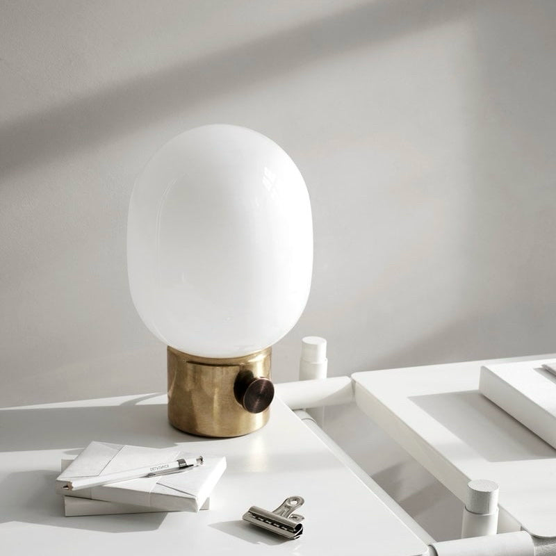 Audo Copenhagen JWDA Table Lamp, Mirror Polished Brass, 6.75" Dia x 11.4" H