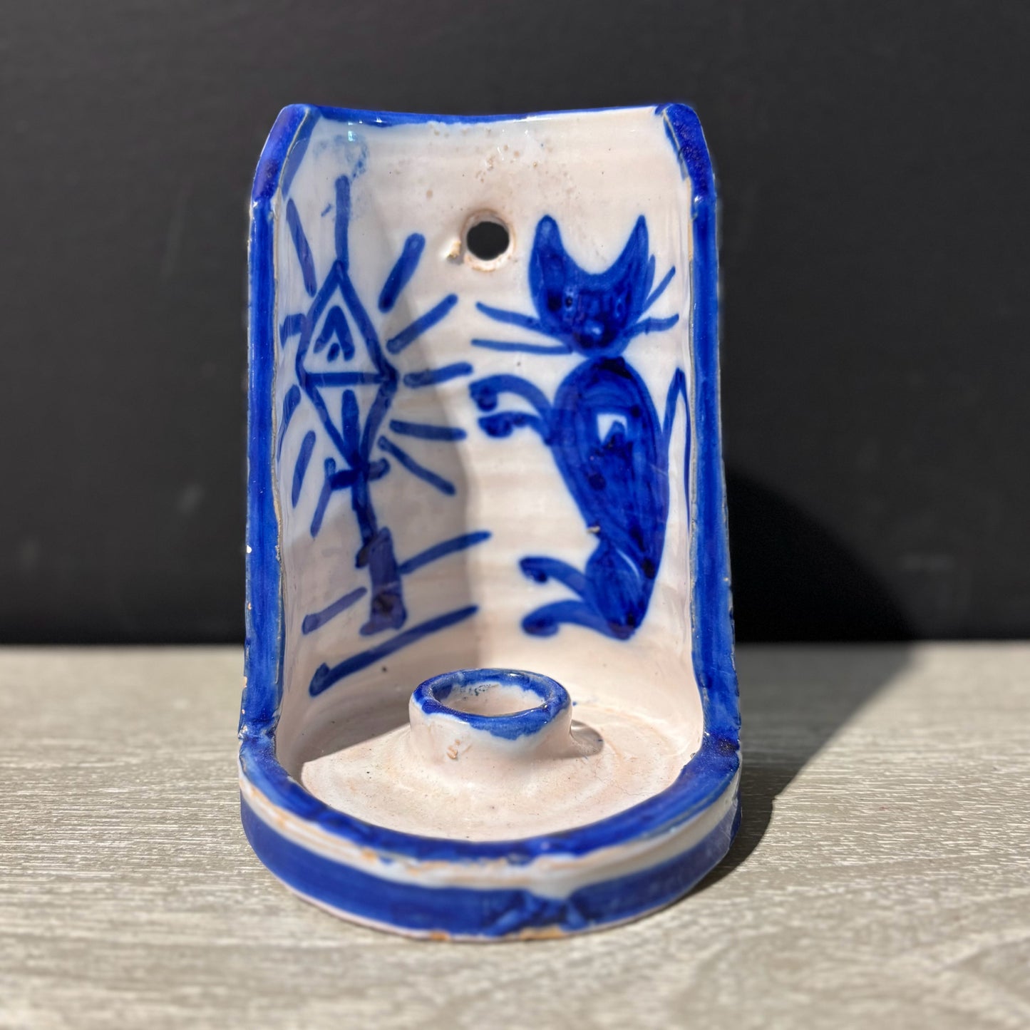 Handpainted Blue & White Sconce 4" D x 5.5" H