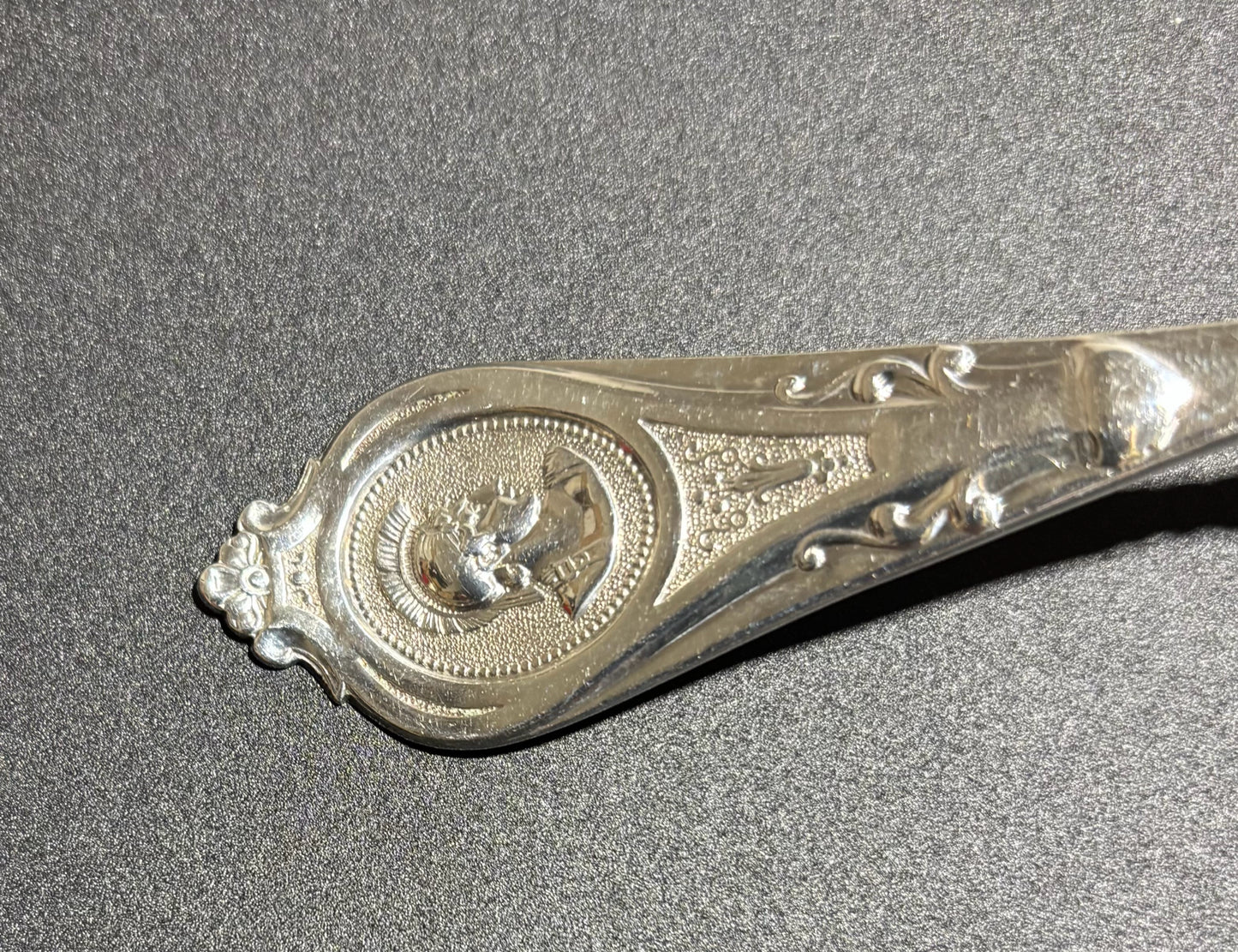 Albert Coles Medallion Coin Silver Ladle 5" L x 2" W