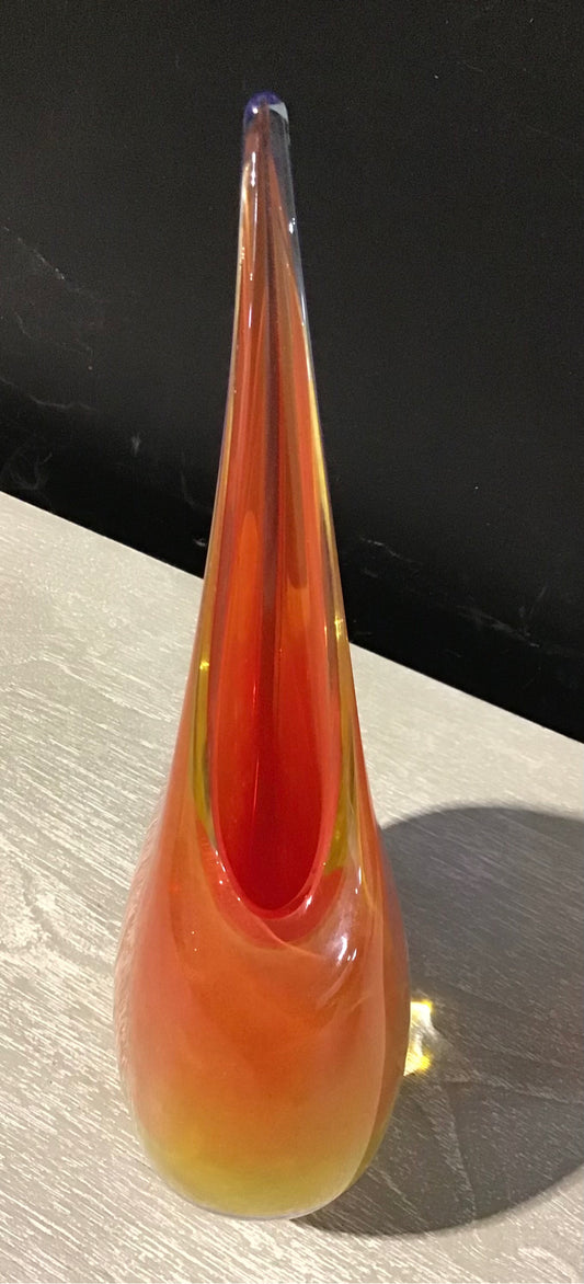 Murano Art Glass Teardrop Sculpture, 12" H x 3.25" D x 5.5" W