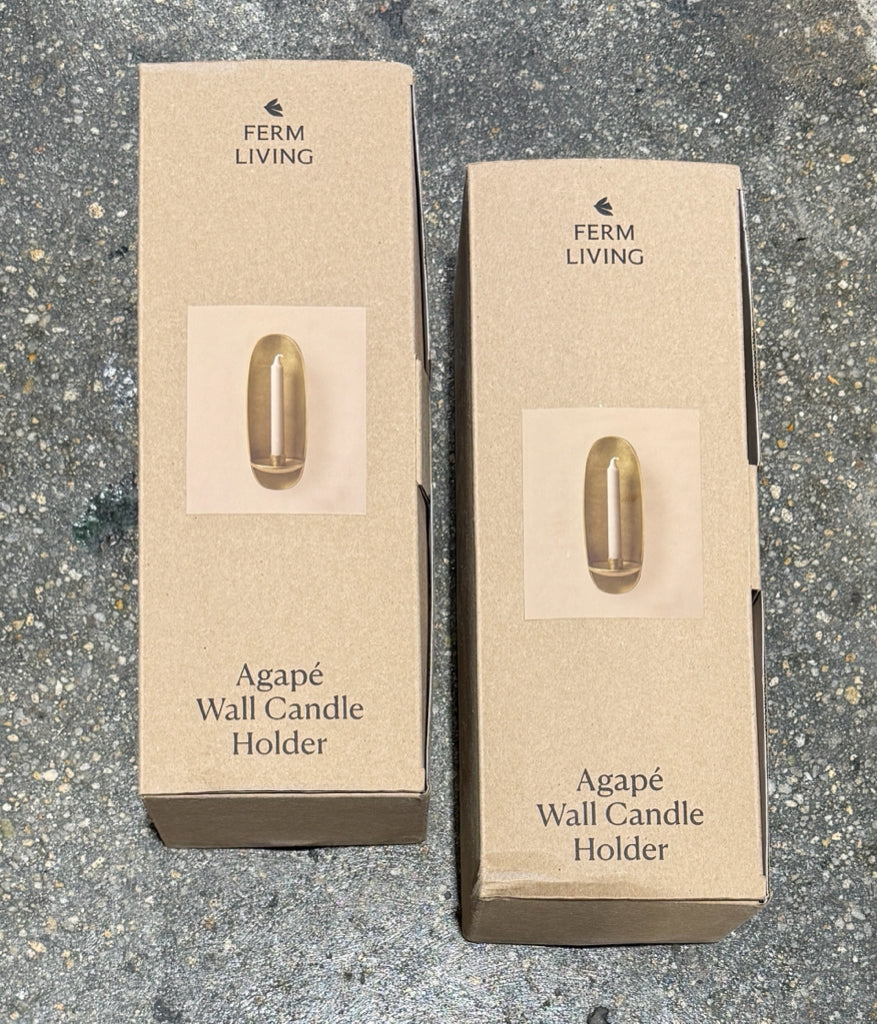 PAIR of Agape wall sconces, gold finish, 12"H