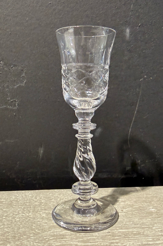 SET of 8 Rock Sharpe crystal cordial glasses, 'Sutton' pattern, 5.25"H