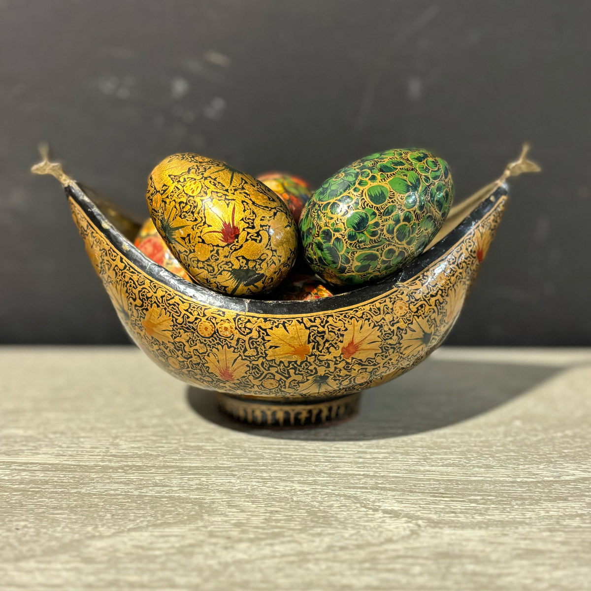 Decorative Bowl with Papier-mache Eggs