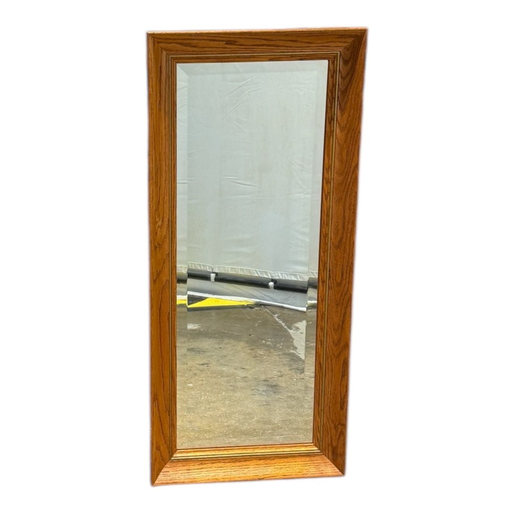 Oak/gold rectangle mirror, 16"W x 36"L x 2"D