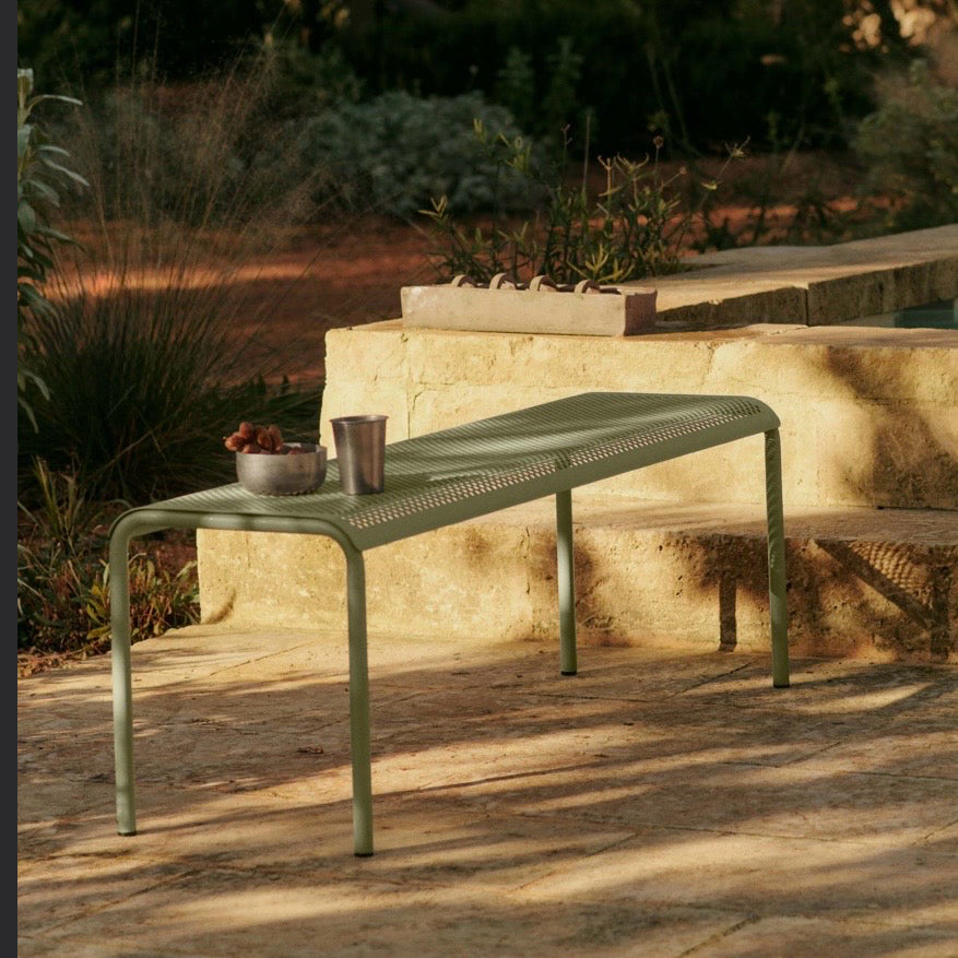 Ferm Living Dapple Outdoor Bench, Tea Green, 51.2"W x 15.7 "D x 17.7