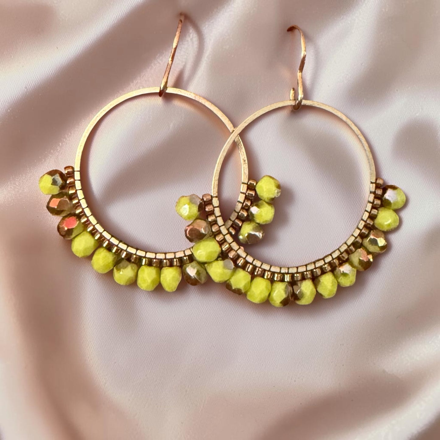 Bohemian Rhapsody Chartreuse Crystal Earrings by Carrie Prince